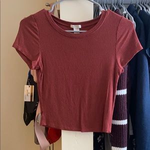 Orange Ribbed Crop Top